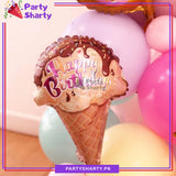 Happy Birthday Ice Cream Cone Foil Balloon For Sweet Birthday Party Decoration and Celebrations