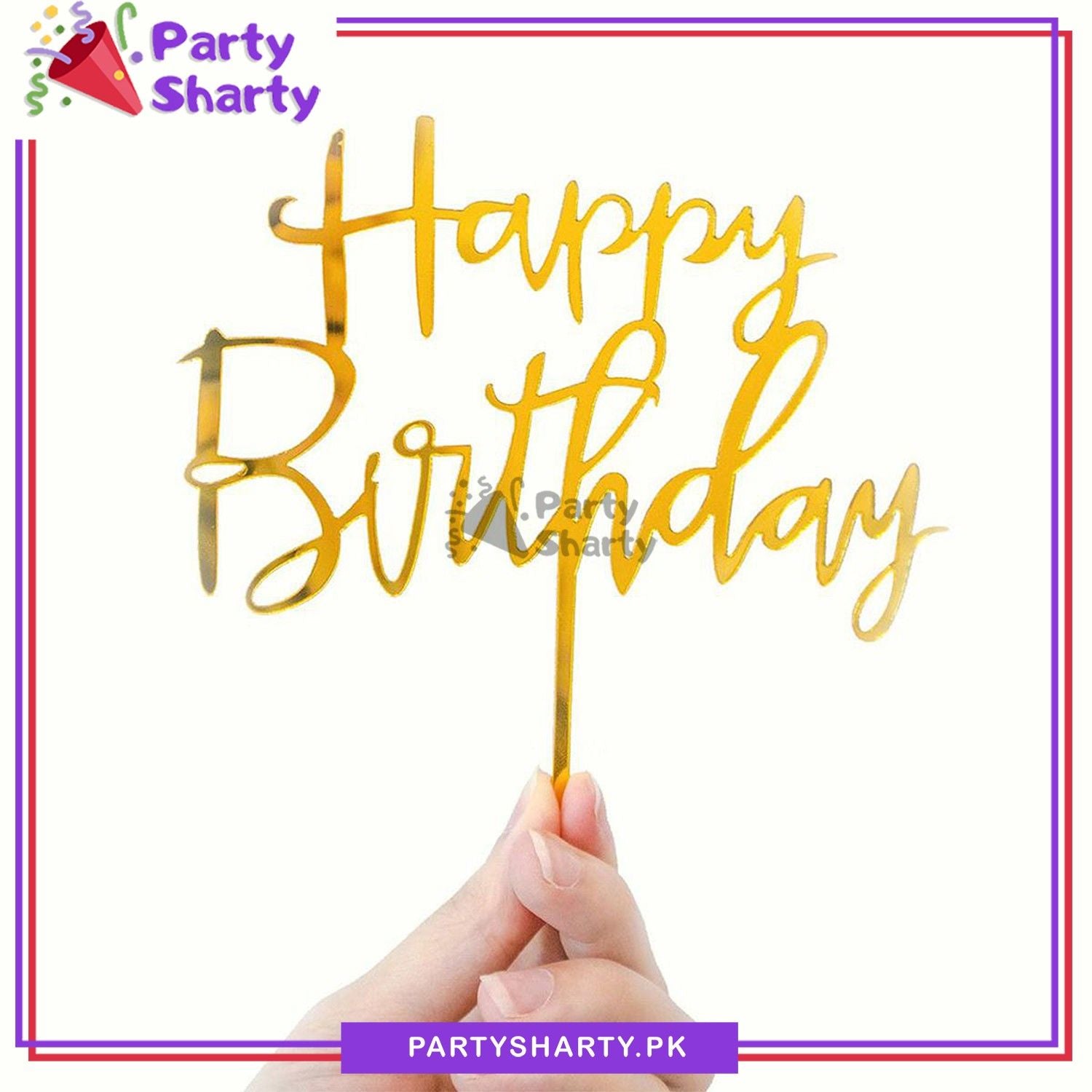 Happy Birthday Simple Acrylic Cake Topper for Birthday Celebration
