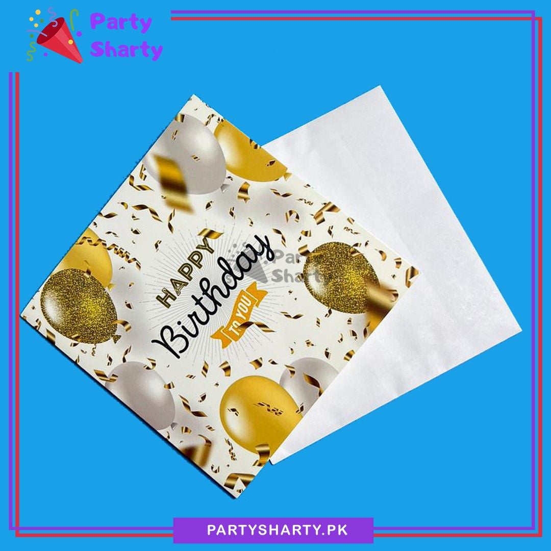 Happy Birthday To You Golden & Silver Balloons Printed Greeting Card