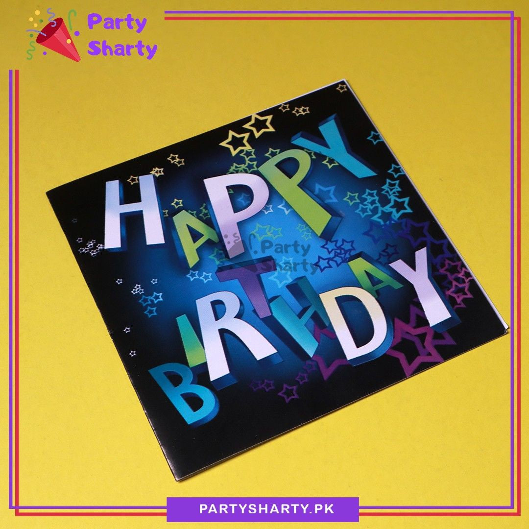 Gradient Happy Birthday With Colorful Stars Printed Greeting Card