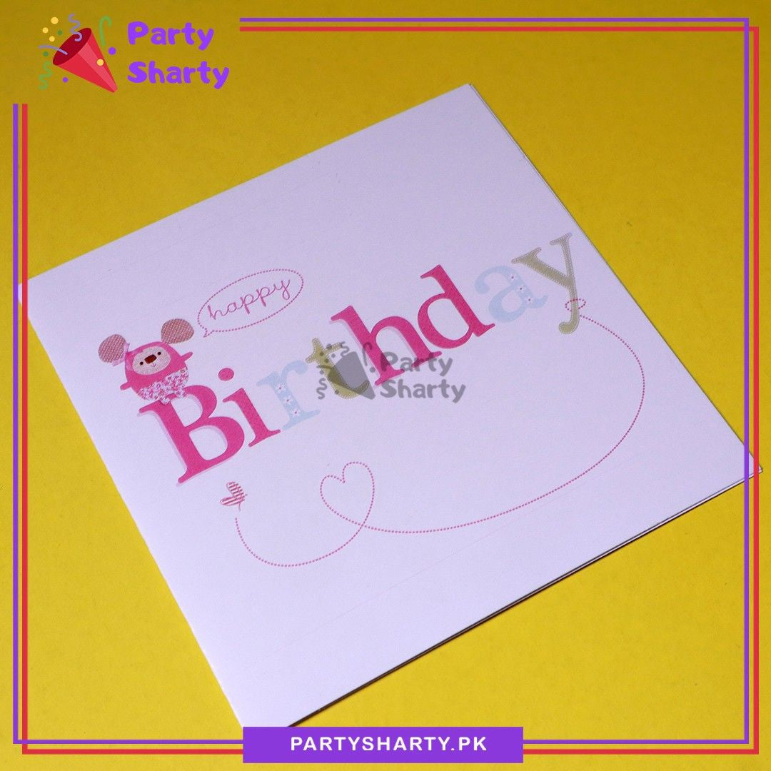 Happy Birthday With Mini Bear Printed Greeting Card