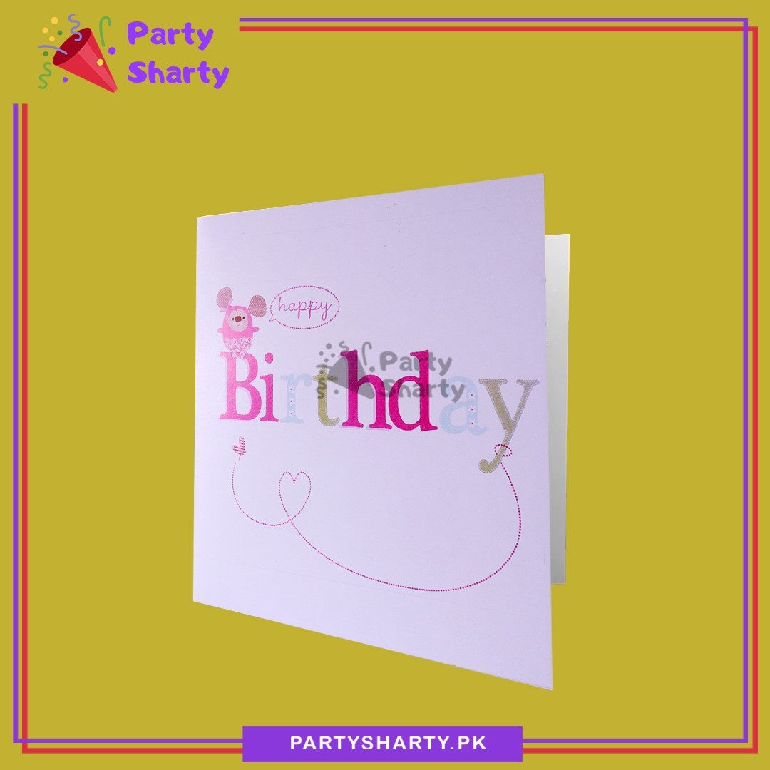 Happy Birthday With Mini Bear Printed Greeting Card