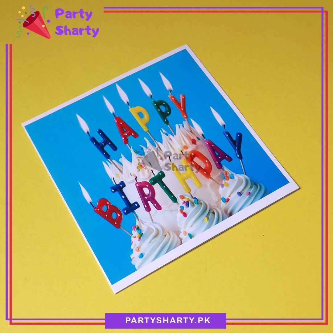 Happy Birthday Multi Alphabet Candle Printed Greeting Card