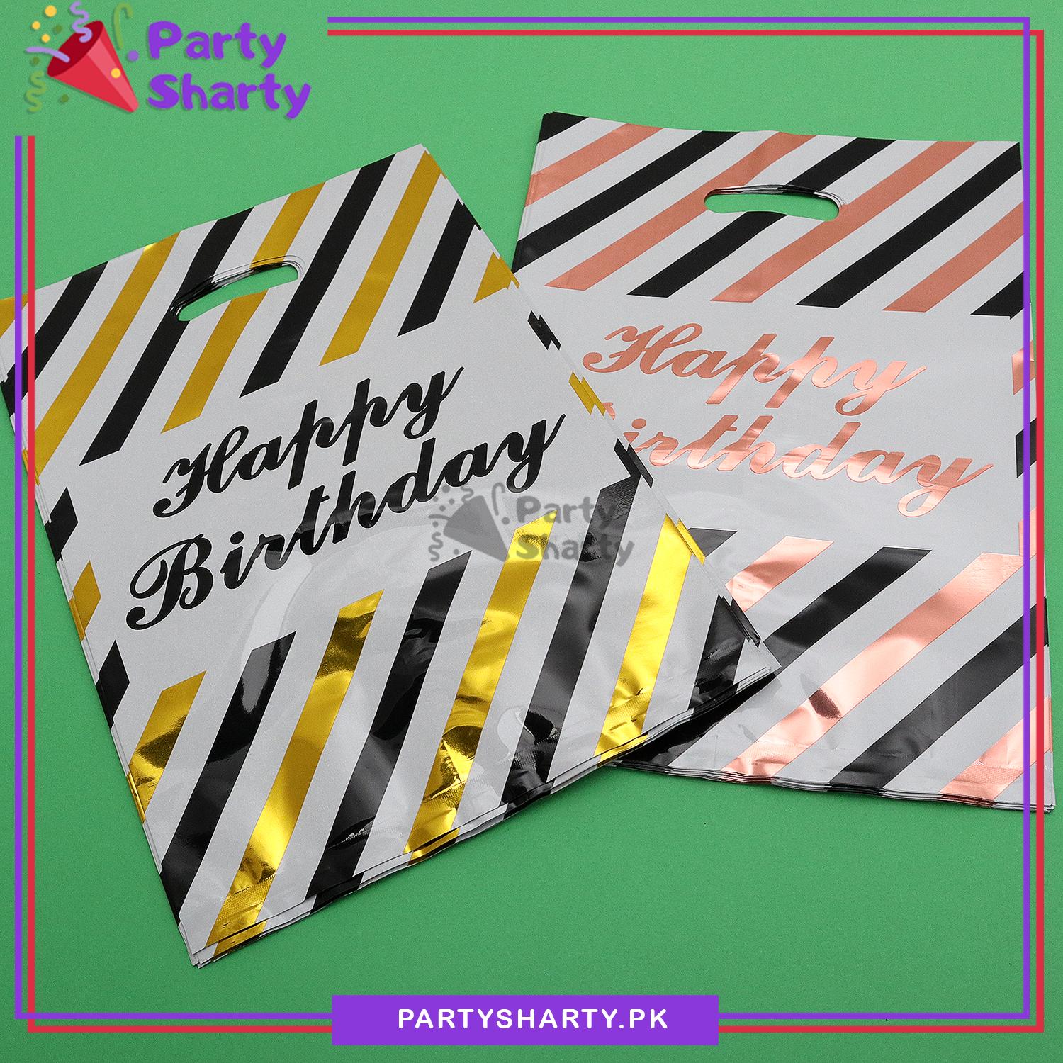 Happy Birthday Strips Design Goody Bags for Birthday Party Decoration and Celebration