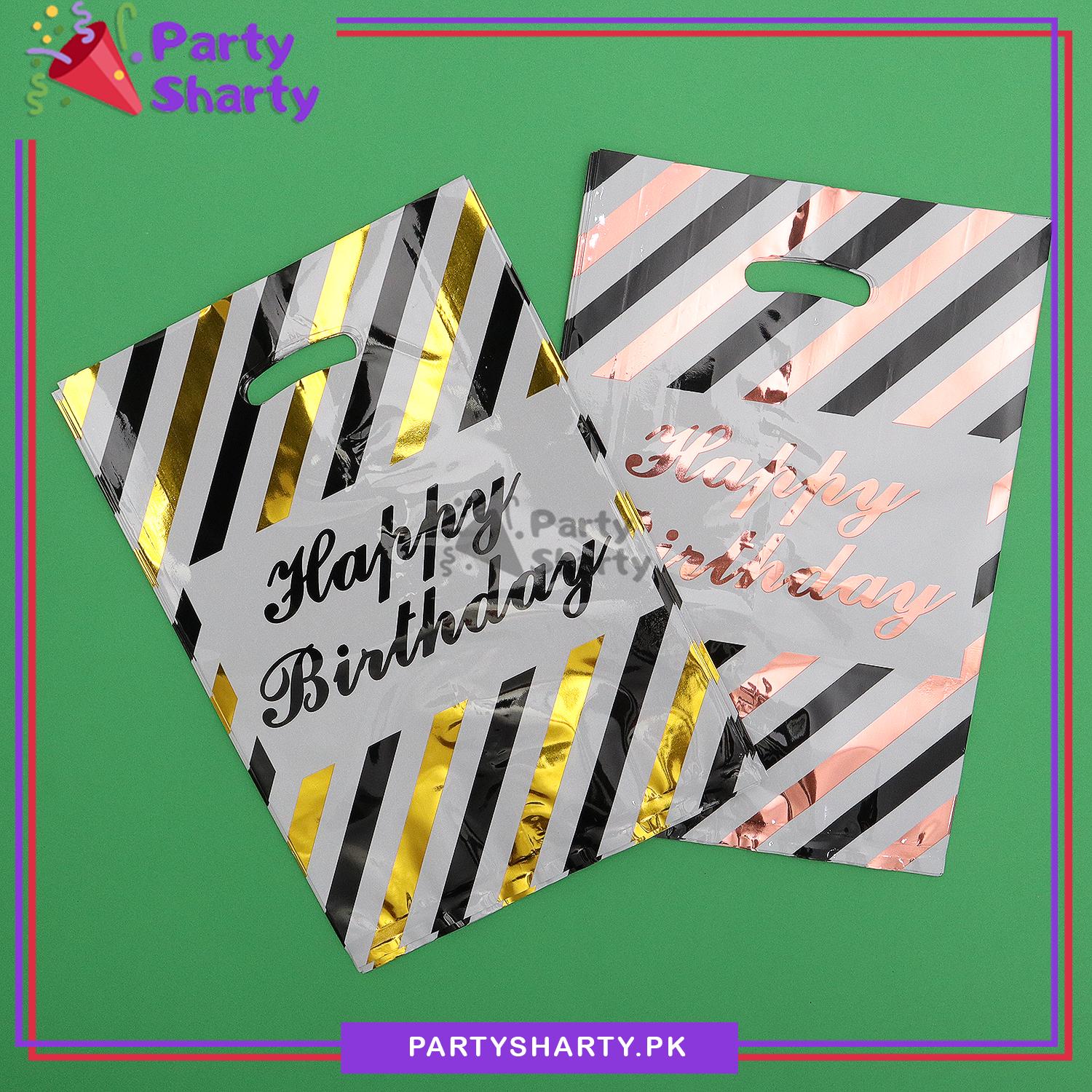 Happy Birthday Strips Design Goody Bags for Birthday Party Decoration and Celebration