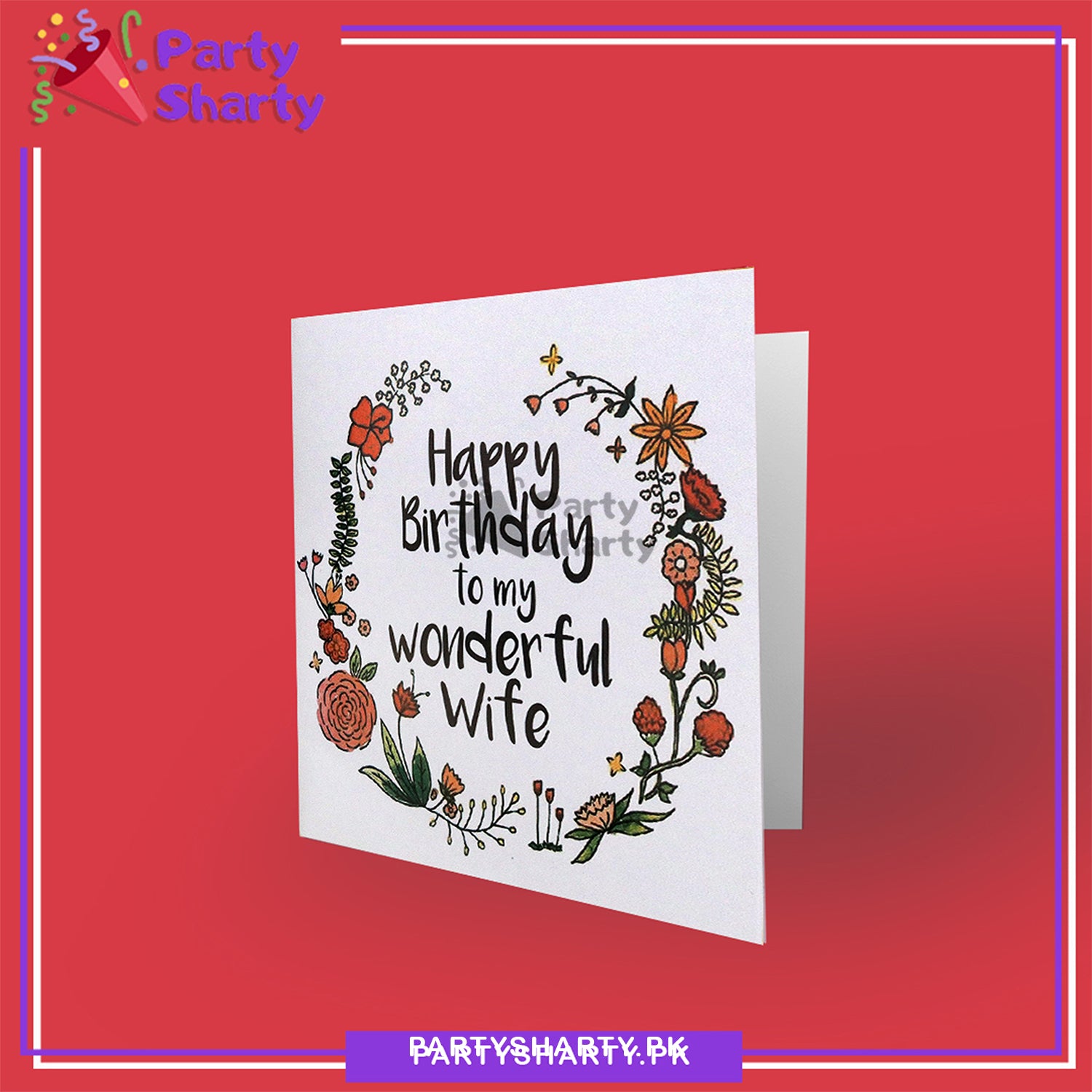 Happy Birthday to my Wonderful Wife Floral Design Greeting Card For Wife Birthday Celebration