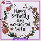 Happy Birthday to my Wonderful Wife Floral Design Greeting Card For Wife Birthday Celebration