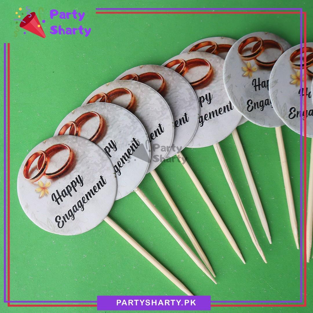 Small Happy Engagement Mithai / Cup Cake Toppers For Dessert Decoration & Celebration