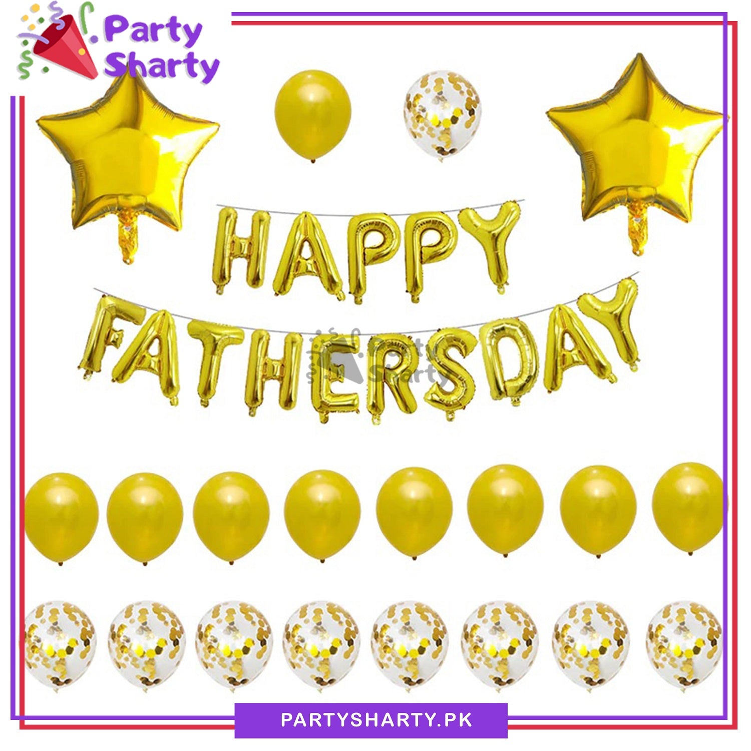 Happy Father's Day Foil Balloon Golden Theme Set For Father's Day Celebration
