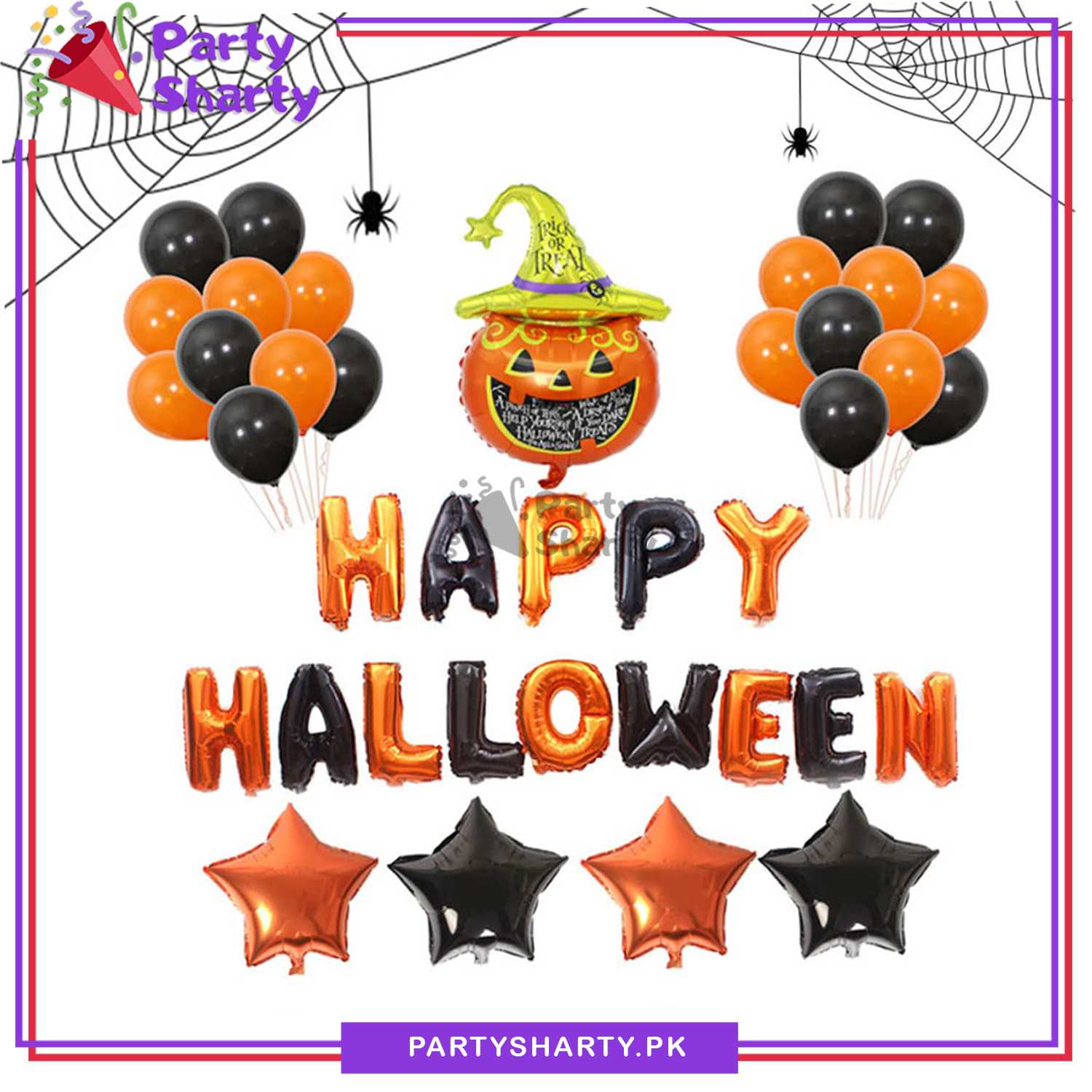 Happy Halloween with Pumpkin Foil Balloon Theme Set For Halloween Theme Party Decoration and Celebration