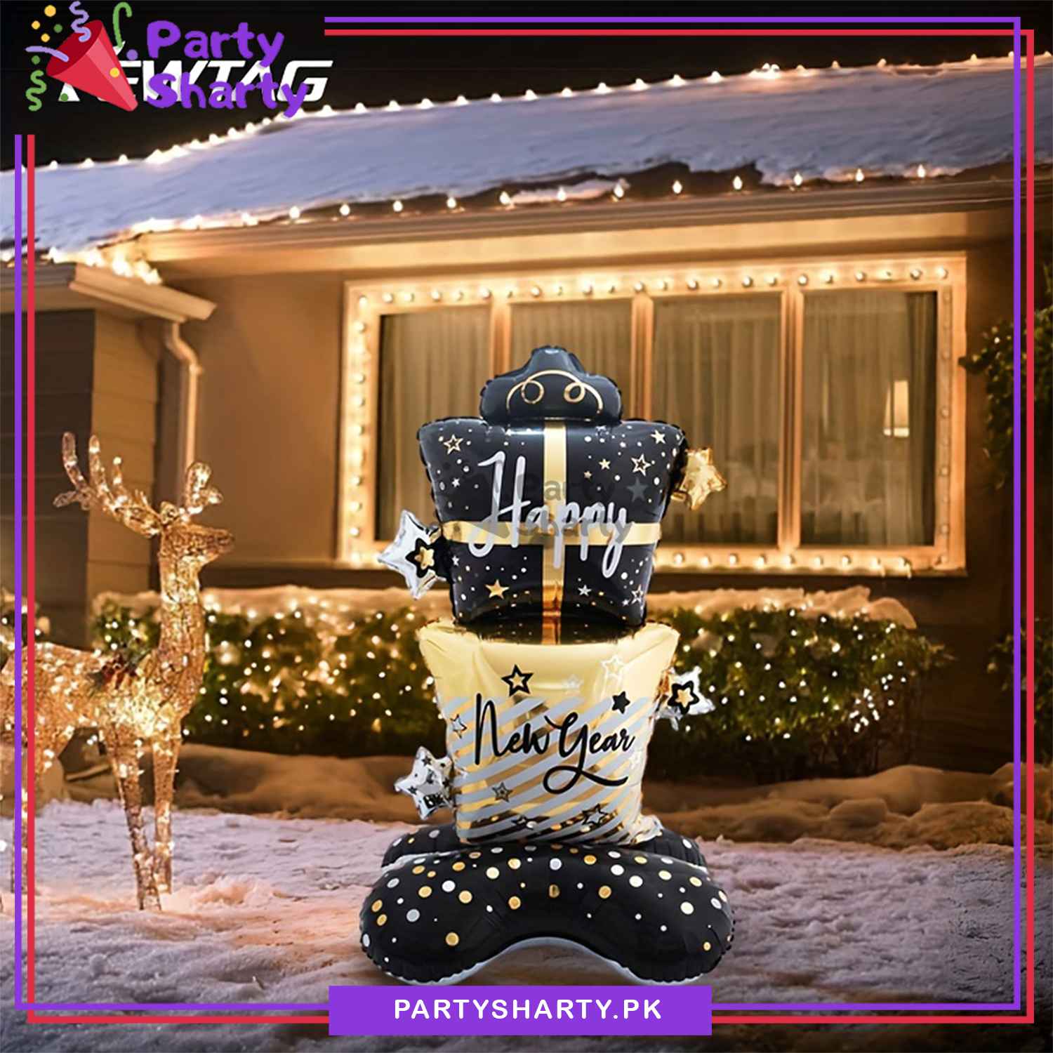 Happy New Year Printed Airloonz Foil Balloon For New Year Eve Party Decoration and Celebration