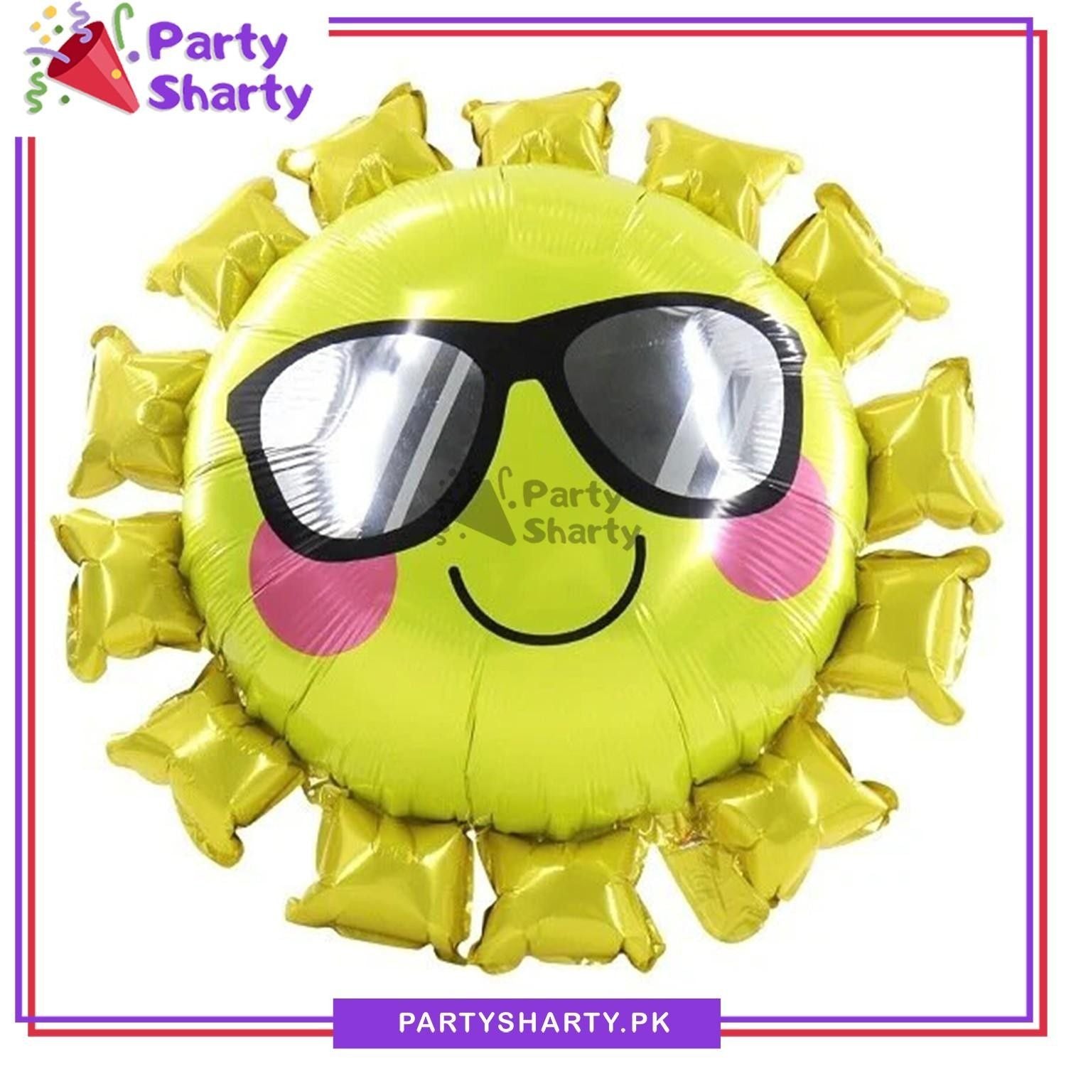 Happy Sun foil balloon with Glasses Funny Party Balloon Cartoon Balloons for Kid Birthday Party Decoration