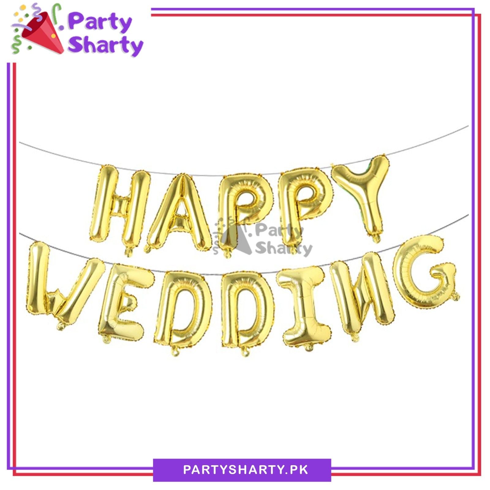Happy Wedding Foil Banner for Wedding Theme Celebration & Decoration
