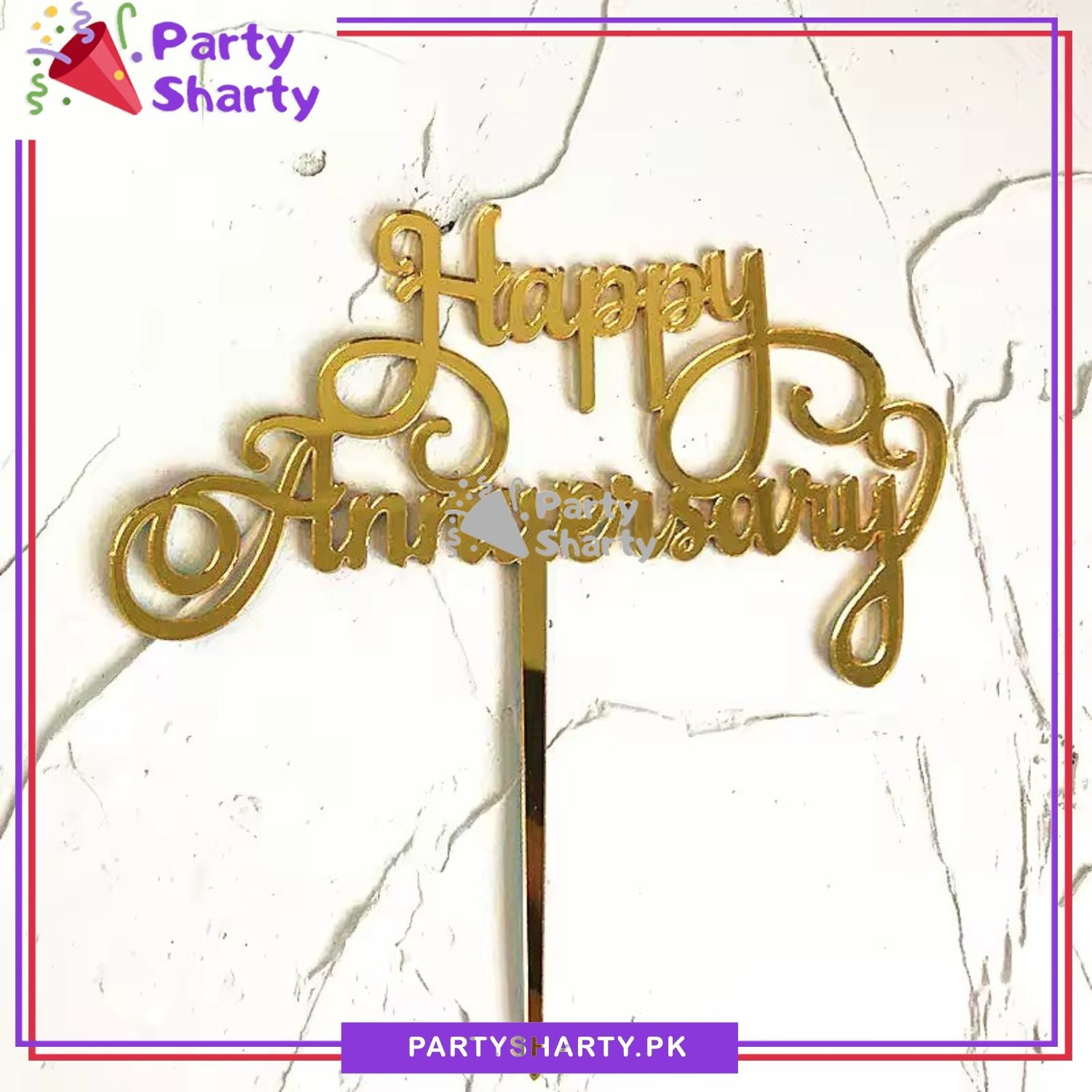 Happy Anniversary Simple Acrylic Cake Topper for Anniversary Celebration