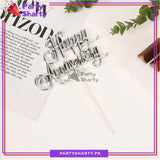Happy Anniversary Simple Plastic Cake Topper for Anniversary Celebration