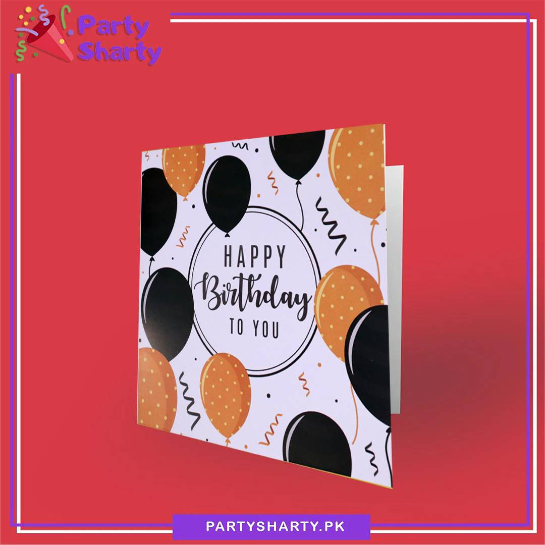 Happy Birthday Black & Yellow Balloon Design Greeting Card