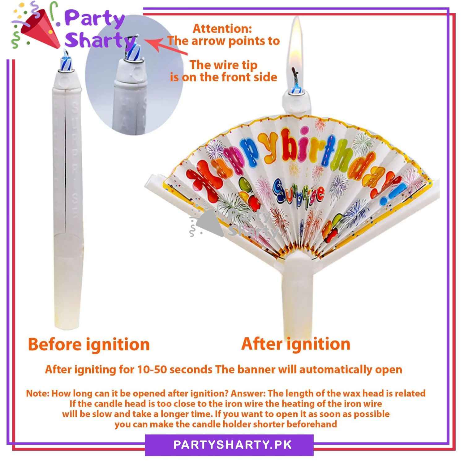 Happy Birthday Surprise Banner Musical Candle for Birthday Decoration and Celebration