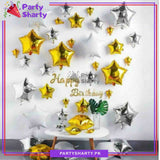 Happy Birthday Card Banner with Star Foil Balloons Set for Birthday Party Decoration and Celebration