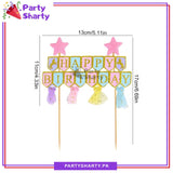 Happy Birthday Golden Glitter Flag Bunting Cake Topper For Birthday Party Celebration