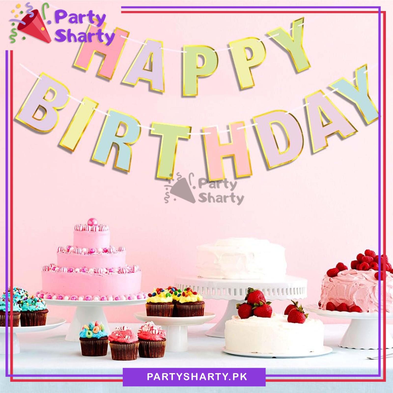 Happy Birthday Pastel Multi Card Banner for Decoration and Birthday Celebration