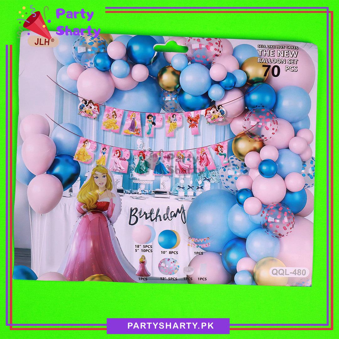 70pcs Happy Birthday Princess Aurora Theme Set For Princess Theme Birthday Decoration and Celebration
