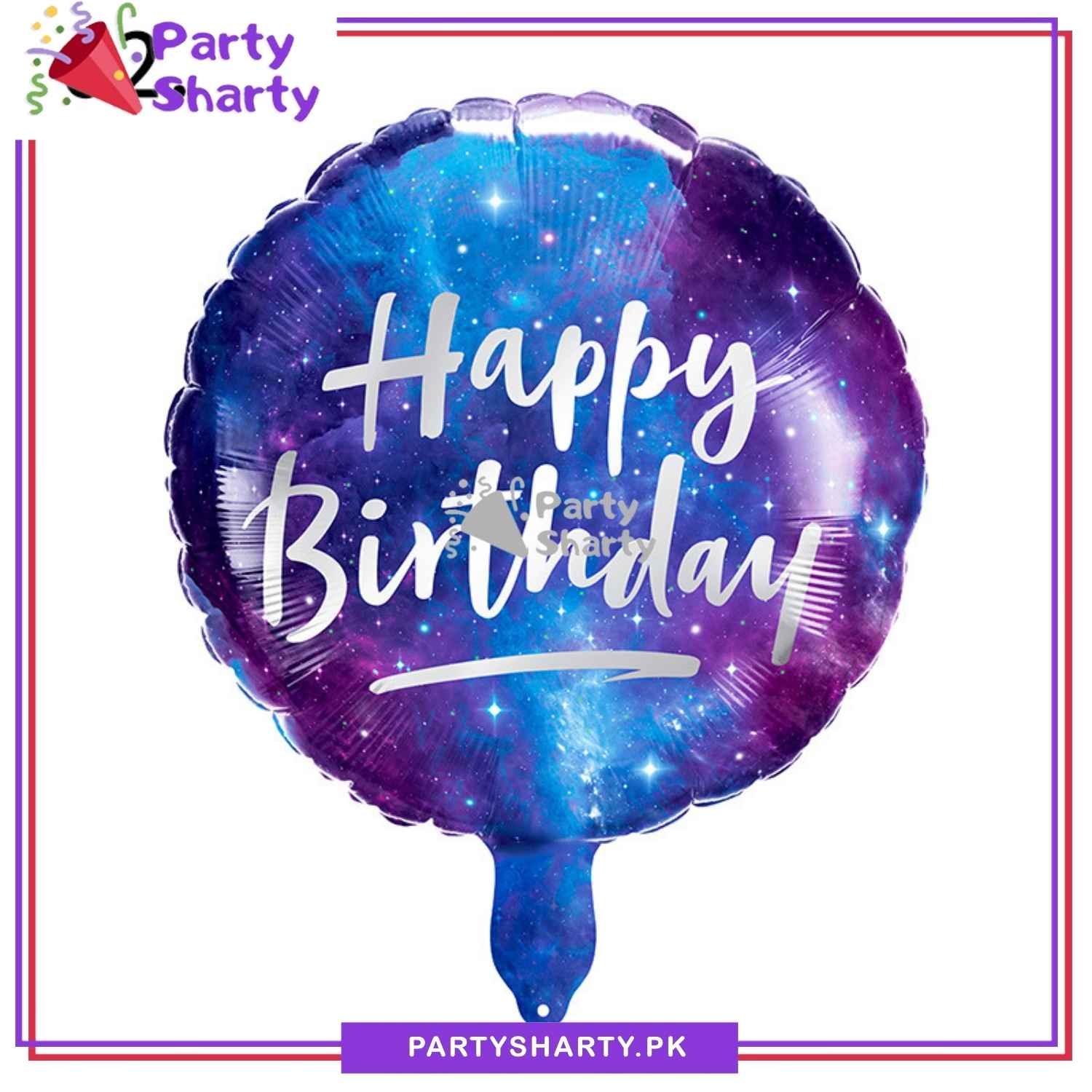 Happy Birthday Printed Round Shaped Blue & Dark Blue Shaded Foil Balloon For Birthday Party Decoration and Celebration