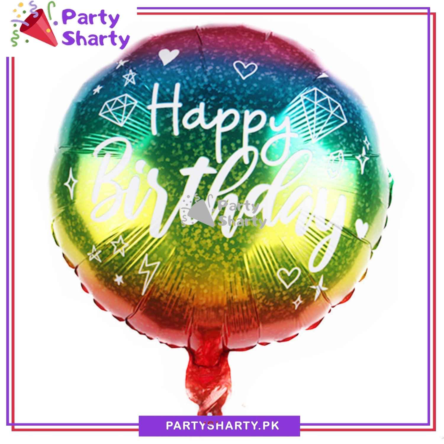 Happy Birthday Printed Round Shaped Multi Shaded Foil Balloon For Birthday Party Decoration and Celebration