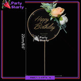 Happy Birthday Round, Square & Heart Shaped Metal Cake Topper for Birthday Party Celebration