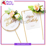 Happy Birthday Round, Square & Heart Shaped Metal Cake Topper for Birthday Party Celebration