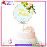 Happy Birthday Round, Square & Heart Shaped Metal Cake Topper for Birthday Party Celebration