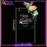 Happy Birthday Round, Square & Heart Shaped Metal Cake Topper for Birthday Party Celebration