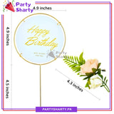 Happy Birthday Round, Square & Heart Shaped Metal Cake Topper for Birthday Party Celebration