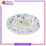 7inches Happy Birthday Multi Star Printed Paper Plates For Birthday Party Decoration & Celebration