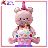 Happy Birthday Cup Cake Teddy Bear Foil Balloon For Teddy Bear Theme Party Decoration And Celebration