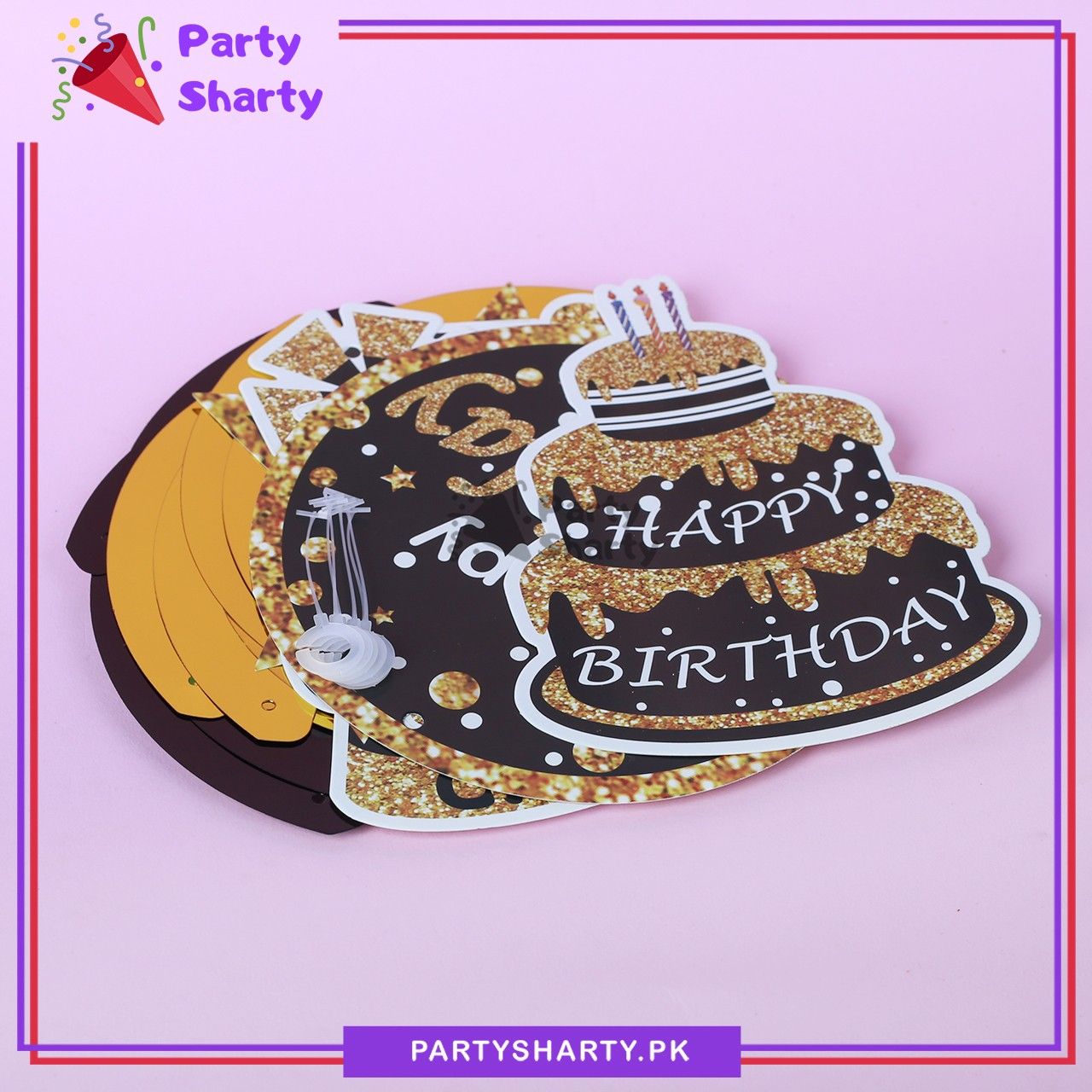 Happy Birthday Golden & Black Theme Hanging Swirls (Pack of 6) For Birthday Party and Decoration