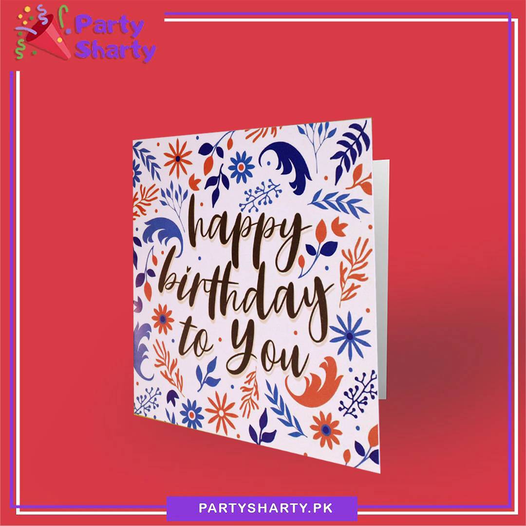 Happy Birthday to You Leaves & Floral Round Design Greeting Card