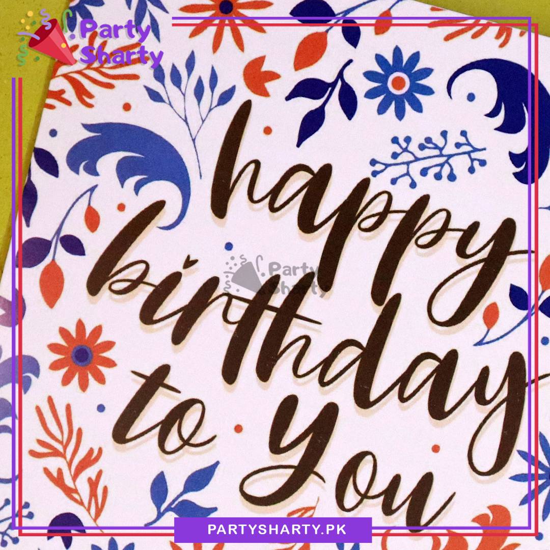 Happy Birthday to You Leaves & Floral Round Design Greeting Card