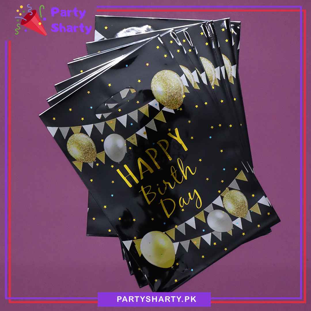 Happy Birthday with Balloons & Flags Printed Goody Bags for Birthday Party Decoration and Celebration
