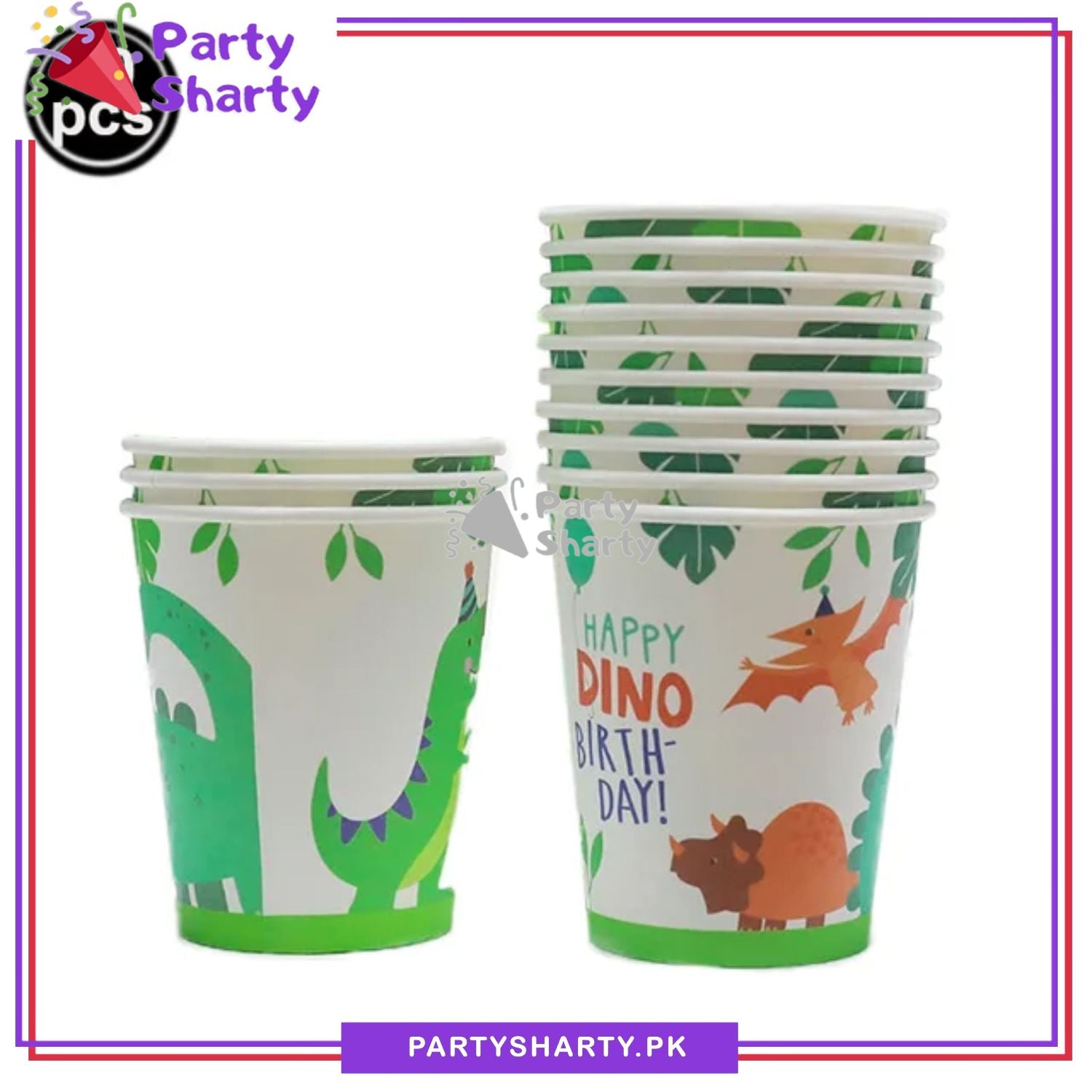 Happy Dino Theme Birthday Party Paper Cups / Glass For Themed Based Party Supplies and Decorations