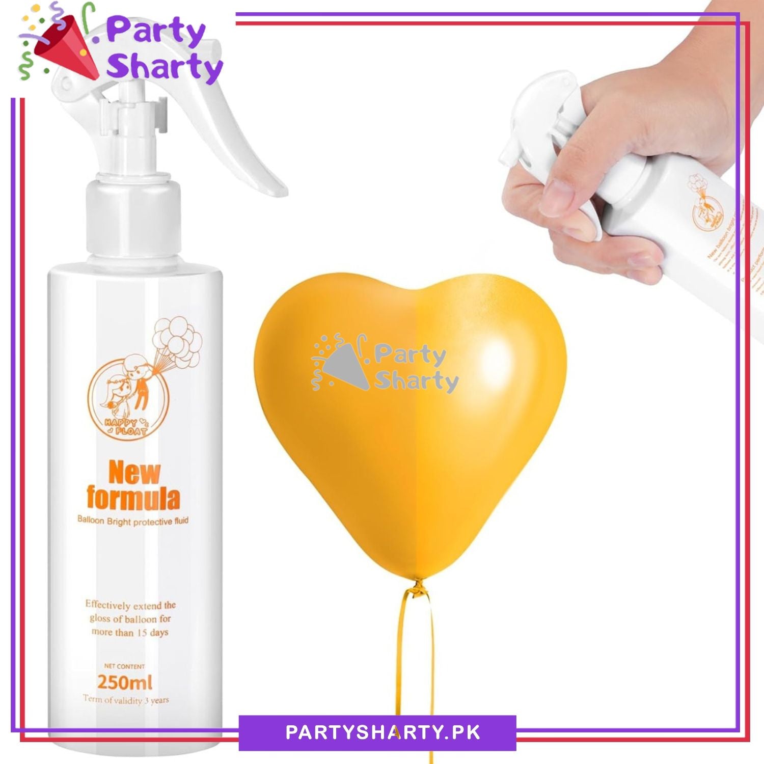Happy Float Balloon Shine Spray / Balloon Brightener Spray 250 ml for Latex Balloons Party Decorations and Celebration