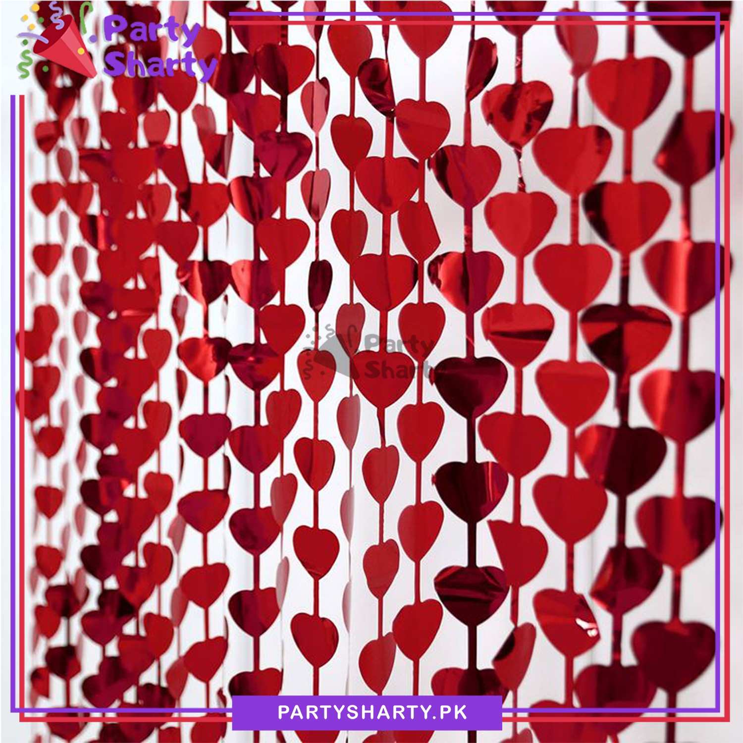 Heart Shaped Fringes / Foil Curtains Best for Back Drop Wall Decoration for Birthday and Parties Celebration