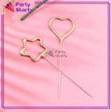 Star / Heart Shaped Sparkle Candle Birthday Party - 5cm