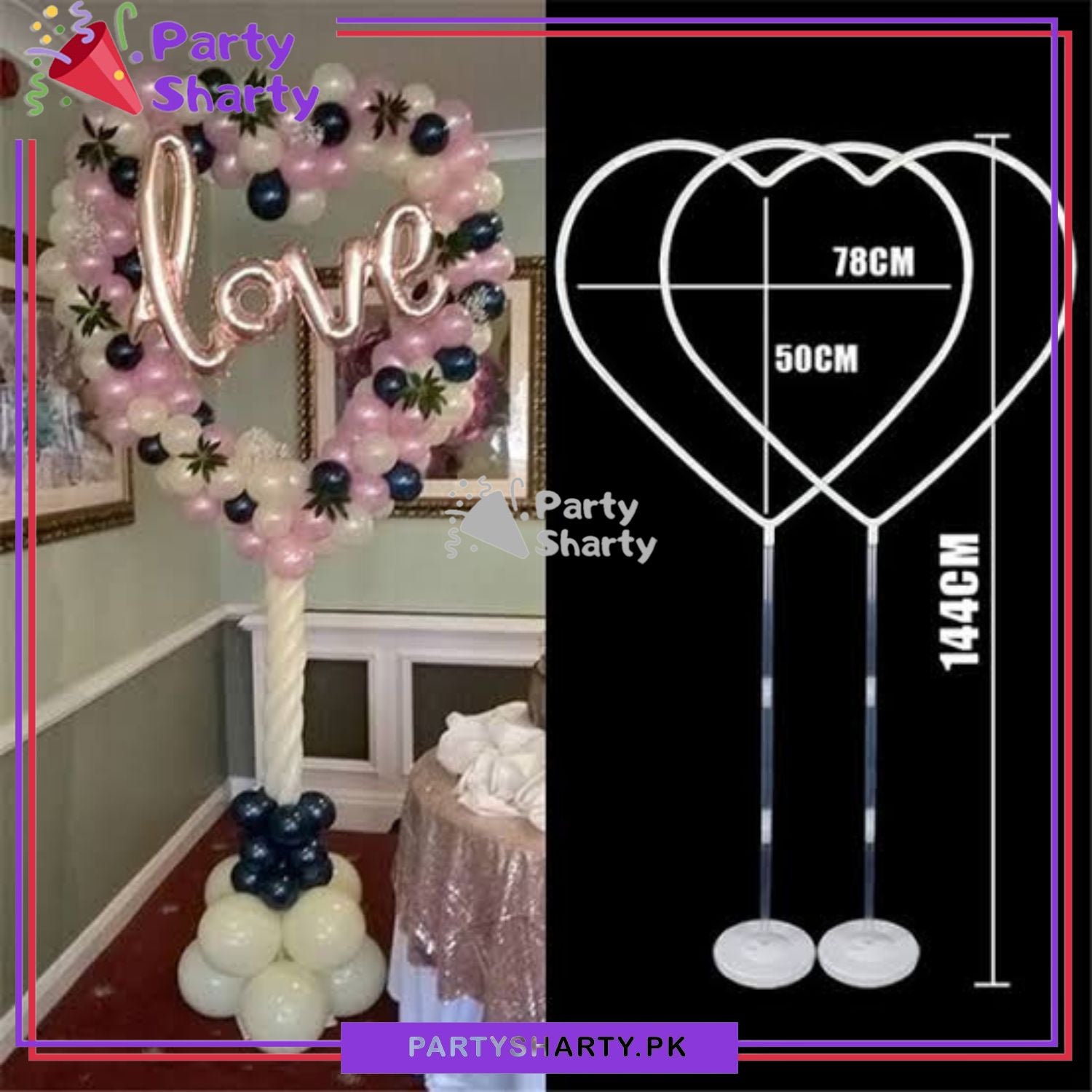 Heart Shaped Balloon Stand For Birthday, Anniversary, Wedding Decoration Reusable for any occasions Party Decorations