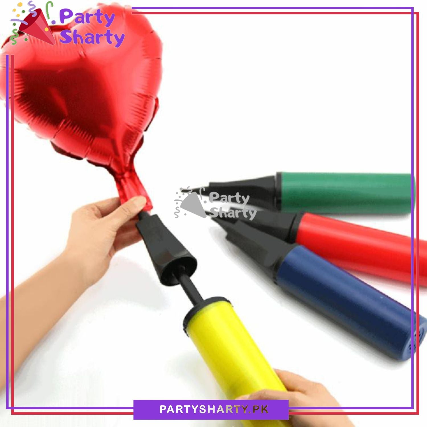 Heavy Duty Plastic Balloon Air Pump (Multi-color) For Birthdays, Celebration and Parties Decoration