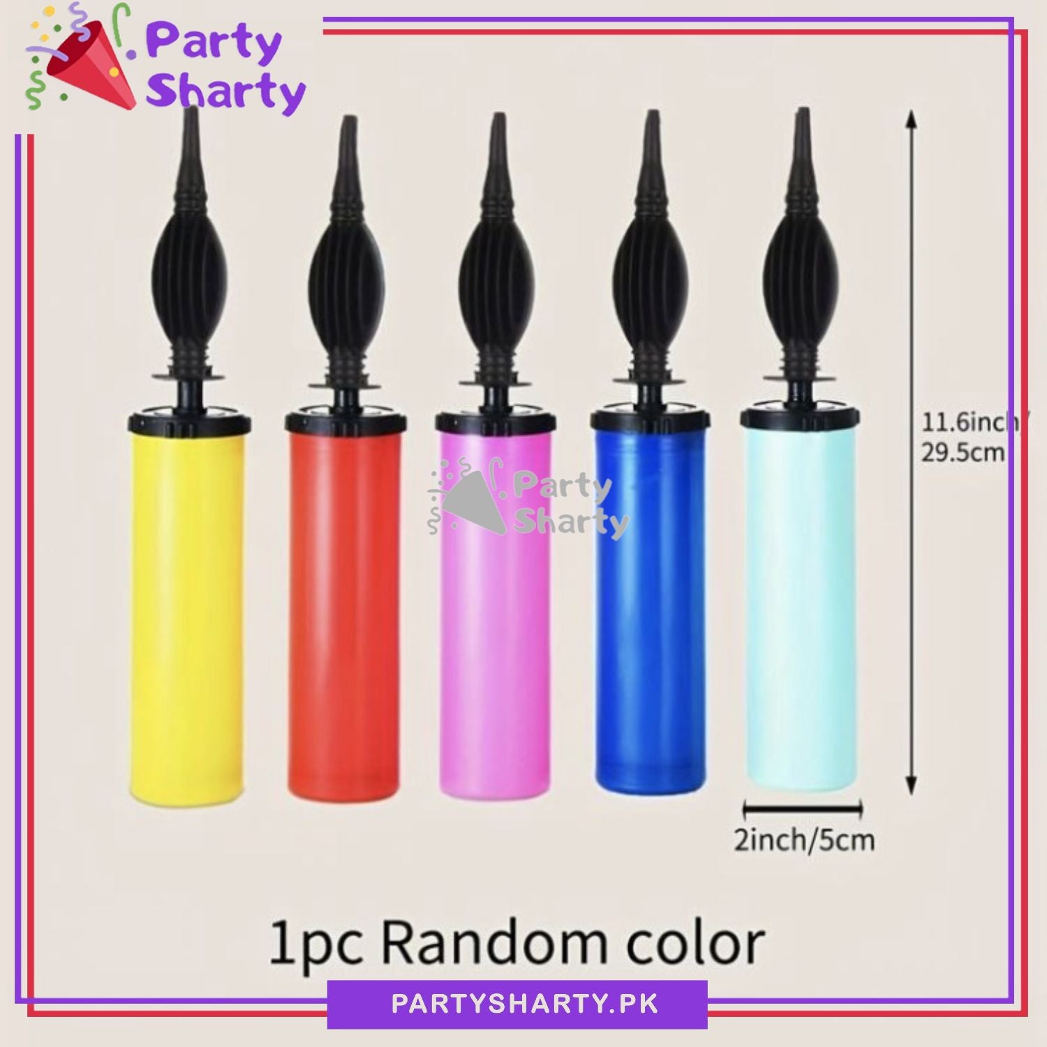 Heavy Duty Plastic Balloon Air Pump (Multi-color) For Birthdays, Celebration and Parties Decoration