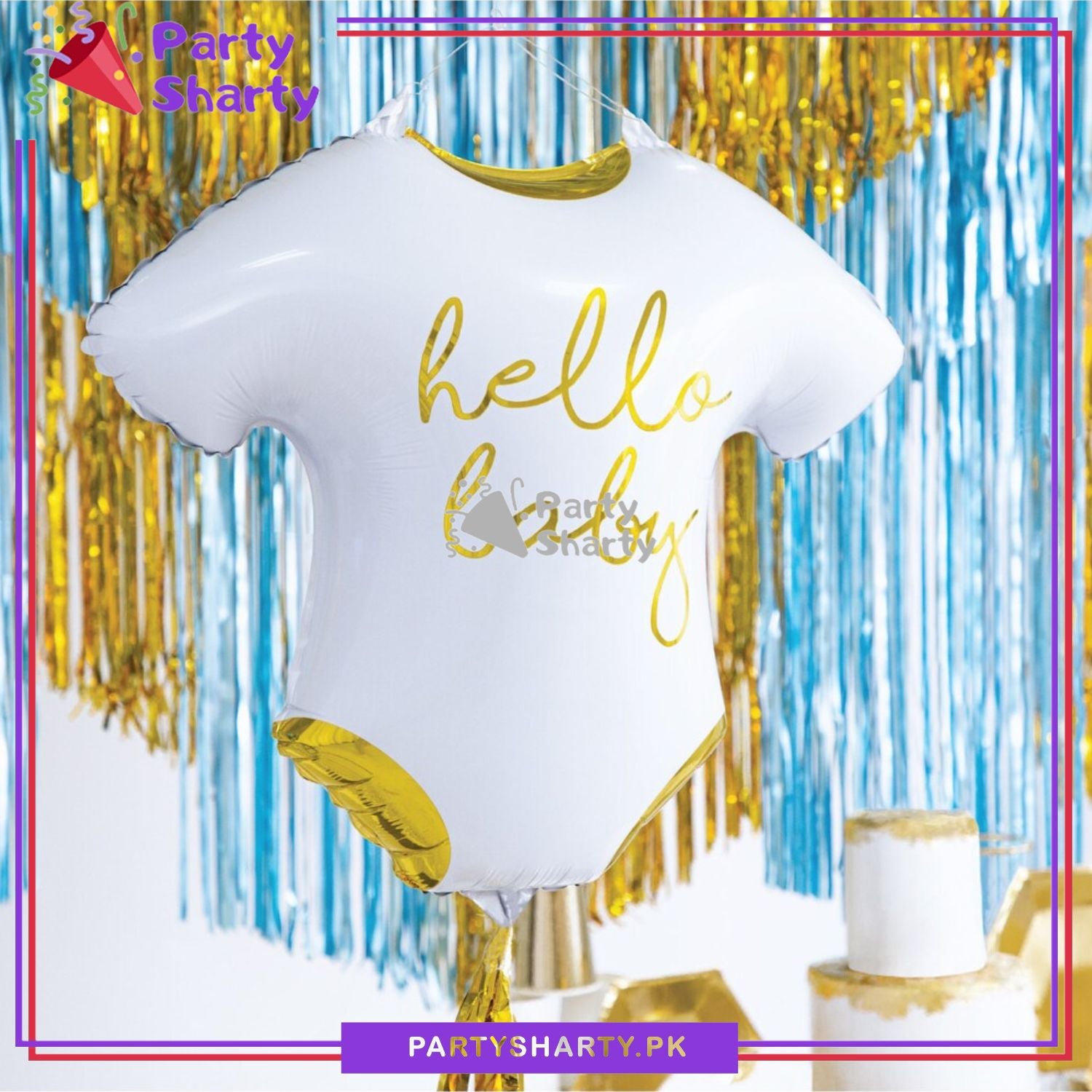 Hello Baby Stylish Romper Shaped Foil Balloon For Baby Shower, Welcome Baby Decoration and Celebrations