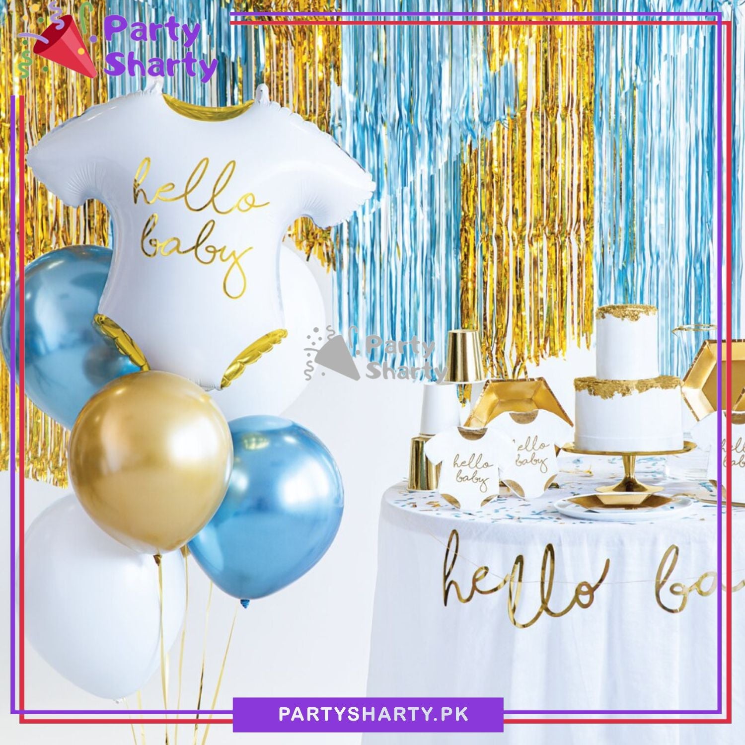 Hello Baby Stylish Romper Shaped Foil Balloon For Baby Shower, Welcome Baby Decoration and Celebrations