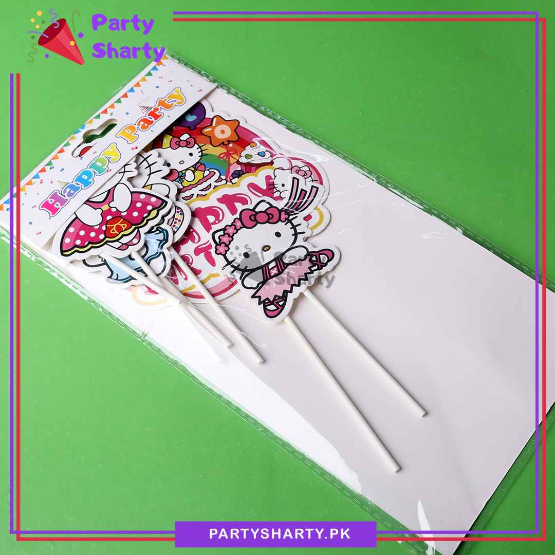 Hello Kitty Theme Cake Topper Set of 6 for Hello Kitty Theme Birthday Decoration and Celebration