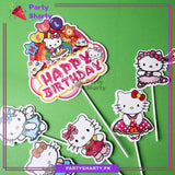 Hello Kitty Theme Cake Topper Set of 6 for Hello Kitty Theme Birthday Decoration and Celebration