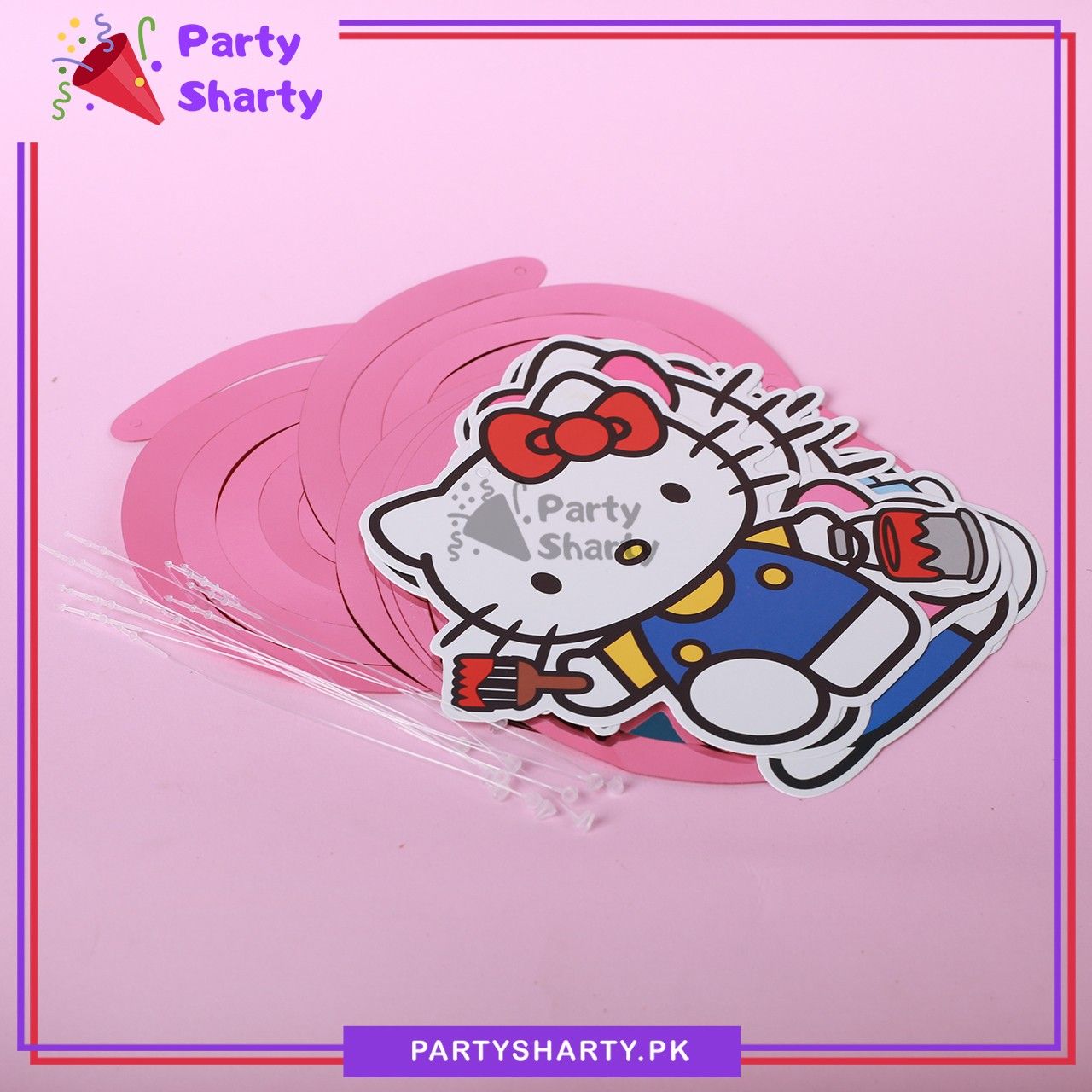 Hello kitty Theme Hanging Swirls (Pack of 6) For Birthday Party and Decoration